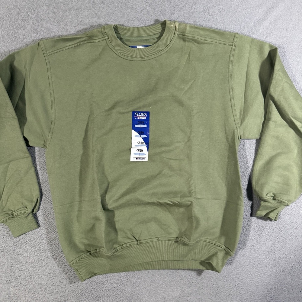 Vtg 90s Russell Athletic Sweatshirt Large Pluma Green‎ Blank Crewneck Dead Stock